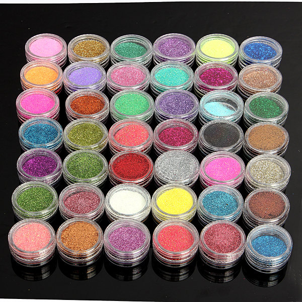 45 Colors Professional Shinny Shimmer Glitter Powder UV Gel Builder Nail Art Decoration Set 