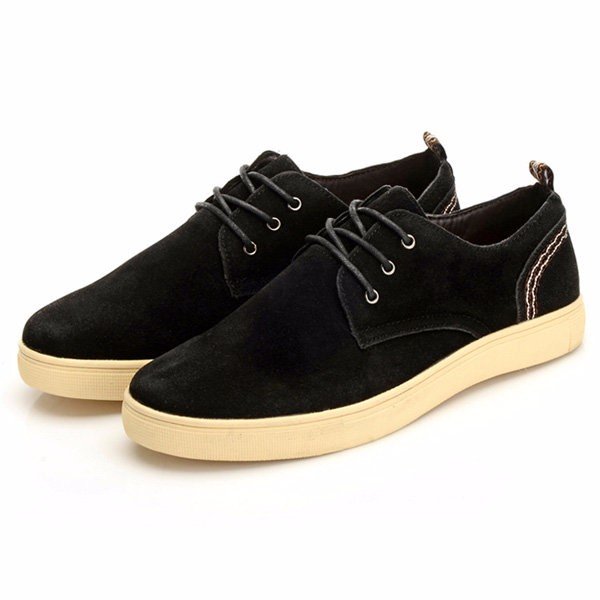 Men Suede Pure Color British Style Lace Up Casual Shoes - NewChic