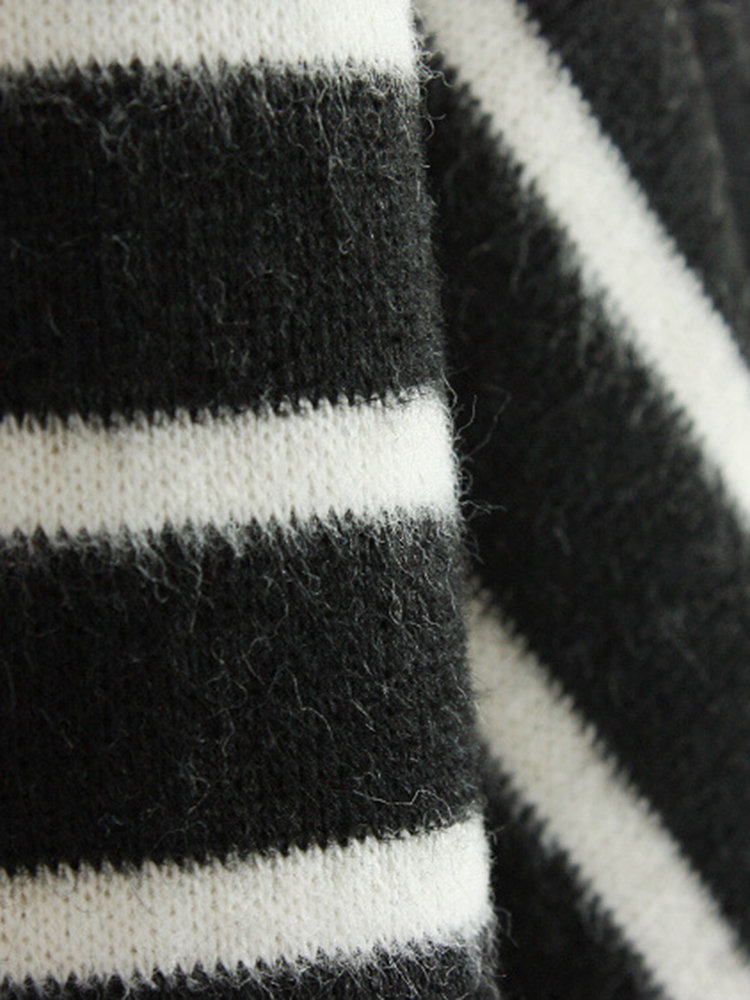 Stylish Women Patchwork Long Sleeve Fleece Inside Stripe Cotton ...