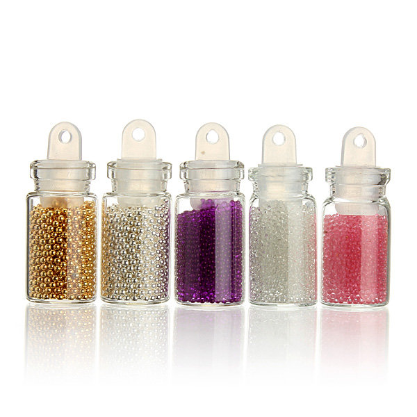 5 Bottles 3D Nail Art Tips Steel Beads Nail Decoration
