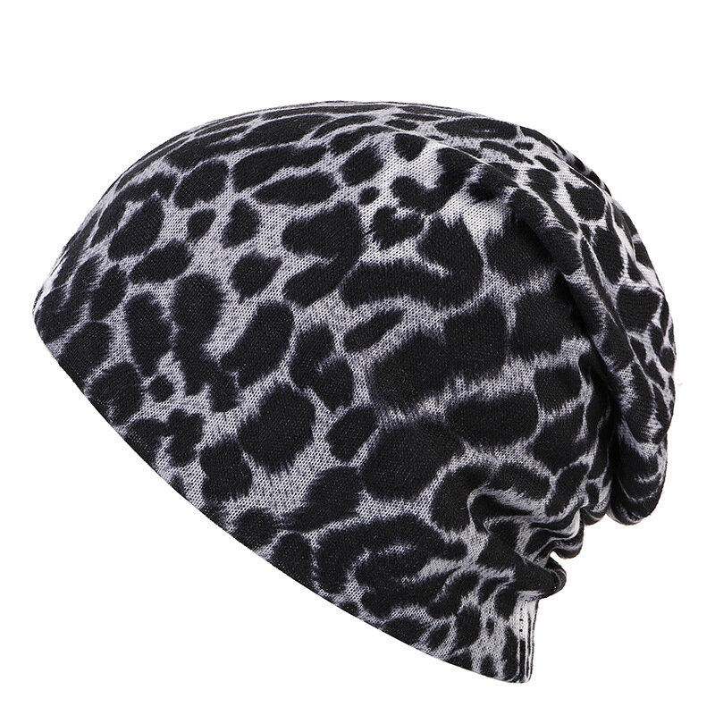 Women Winter Beanie Hat Cap Leopard Hat Outdoor Thermal Scarf Beanie ...