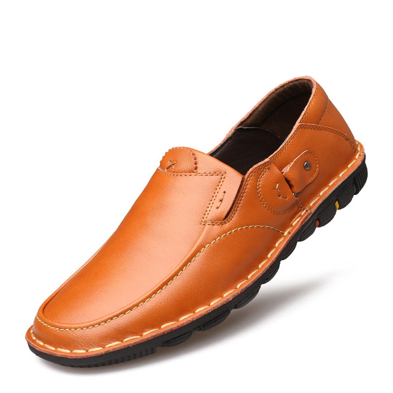 Men Genuine Leather Hand Stitching Slip On Business Casual Shoes - NewChic