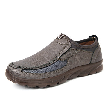 Men's Stitching Portable Elastic Slip On Casual Walking Shoe