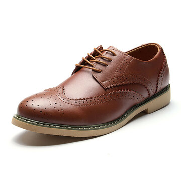 Men's Hollow Out Brogue Pointed Toe Vintage Classic Casual Oxfords Shoes