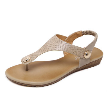 Metal Decoration Comfortable Soft Sole Flat Casual Sandals For Women