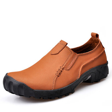 Men's Hiking Leather Slip Resistant Outdoor Sport Flat Casual Shoes