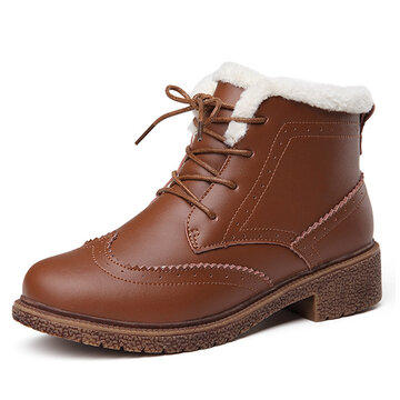 Designer Warm Scrub Short Boots Side Zipper Mid Heel Ankle Shoes - NewChic