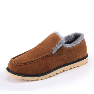 British Style Fur Lining Slip On Warm Boots For Men